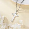 wholesale 925 Sterling Silver Cross Pendant Necklace with Isaiah 41:10 Bible Verse, Hypoallergenic, Gift Box-0-1