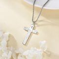 wholesale 925 Sterling Silver Cross Pendant Necklace with Isaiah 41:10 Bible Verse, Hypoallergenic, Gift Box-0-1