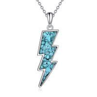 wholesale 925 Sterling Silver Labradorite Lightning Bolt Reversible Boomerang Pendant Necklaces - Minimalist s for Women & Girls-turquoise-02