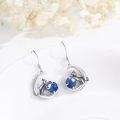 wholesale 925 Sterling Silver & Lapis Lazuli Enchanting Cat Earrings - Black Cat on Moon-0-4
