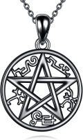 wholesale 925 Sterling Silver Pentagram Supernatural Protection Pendant Necklaces for Women and Men-0-0