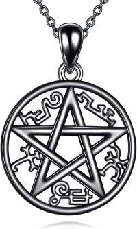 wholesale 925 Sterling Silver Pentagram Supernatural Protection Pendant Necklaces for Women and Men-Devil Trap