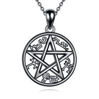 wholesale 925 Sterling Silver Pentagram Supernatural Protection Pendant Necklaces for Women and Men-Devil Trap