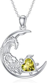 wholesale  Silver Turquoise Ocean Turtle Pendant Necklace Jewelry Gift for Women -August