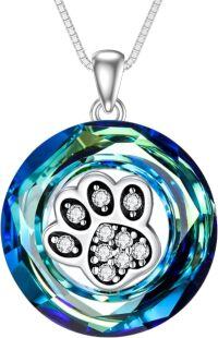 wholesale TOUPOP Dog Cat Lovers Necklace Dog Cat Pet Paw Print Necklace S925 Sterling Silver Crystal Dog Cat Lovers Jewelry Puppy Dog Cat Pet Paw Print Necklace Dog Cat Necklace For Women Birthday Christmas Gift -undefined