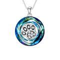 TOUPOP Sterling Silver Crystal Dog Cat Paw Print Necklace Gift-0-0