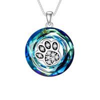TOUPOP Sterling Silver Crystal Dog Cat Paw Print Necklace Gift-undefined
