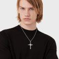 wholesale 925 Sterling Silver Cross with Baseball Glove and Bat Charm Pendant Necklace for Men-0-1
