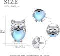 wholesale 925 Sterling Silver Heart-Shaped Blue Opal Cat Stud Earrings - Adorable Kitty  for Her-0-3
