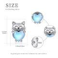 wholesale 925 Sterling Silver Heart-Shaped Blue Opal Cat Stud Earrings - Adorable Kitty  for Her-0-3