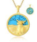 wholesale 925 Sterling Silver Virgo Zodiac Turquoise Pendant Necklace 18k Gold Plated-0-6