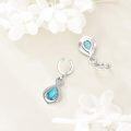 wholesale 925 Sterling Silver Infinity Turquoise Drop Dangle Hoop Earrings for Women Girls  4cm Length-0-3