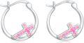 wholesale 925 Sterling Silver 925 Pink Opal Cross Huggie Hoop Earrings for Women & Girls-0-0