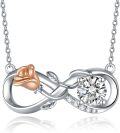 wholesale 925 Sterling Silver & 925 Sterling Silver Rose Gold Infinity Rose Necklace with 1ct Moissanite Diamond-0-0