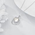 wholesale 925 Sterling Silver Circle Pendant with Pearl and Chain for Women-0-3