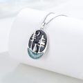 wholesale 925 Sterling Silver Turquoise Forest Moon Cat Pendant Necklace for Women-0-1