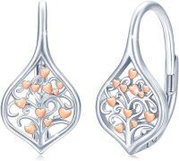 wholesale 925 Sterling Silver Heart Tree of Life Leverback Earrings - Vintage Style  for Mom on Mothers Day-A-Tree of life