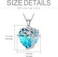 wholesale 925 Sterling Silver & 14K White Gold Plated Heart Blue Crystal Celtic Tree of Life Necklace-0-5