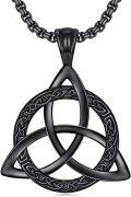 wholesale Black 925 Sterling Silver Celtic Knot Triquetra Trinity Pendant Necklace for Men-0-0