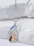 wholesale TOUPOP 925 Sterling Silver Cat Necklace For Women - Jewelry Gifts For Cat Lovers -0-1