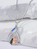 TOUPOP Sterling Silver & Stone Cat Necklace for Women-0-1
