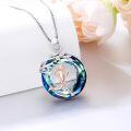wholesale 925 Sterling Silver Blue Crystal Running Man Sports Music Necklace with Tree of Life Pendant for Women-0-1