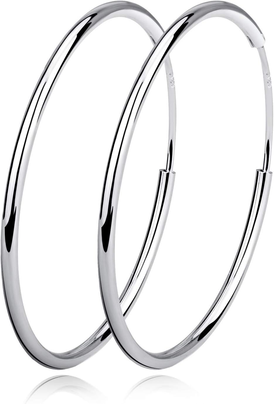 Sterling Silver Gold Hoop Earrings 20 80mm Circle Endless Jewelry-Diameter 70mm