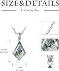 wholesale 925 Sterling Silver Green Moss Agate Pendant Cubic Zirconia Shape Chain Necklace for Women  16-24 Adjustable Length-0-5