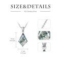 wholesale 925 Sterling Silver Green Moss Agate Pendant Cubic Zirconia Shape Chain Necklace for Women  16-24 Adjustable Length-0-5
