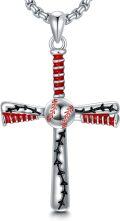 wholesale 925 Sterling Silver Baseball Cross Pendant Necklace  Sports Gifts for Men & Women-0-0