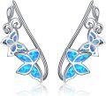 wholesale 925 Sterling Silver White Fire Opal Butterfly Wing Ear Climber Crawler Studs for Women-0-6