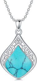 wholesale Sterling Silver Natural Gemstone Teardrop Filigree Celtic Knot Necklace-0-12