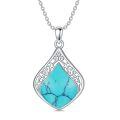 wholesale 925 Sterling Silver Pendant Necklace Black Agate Teardrop Platinum Plated Filigree Design For Women-0-12