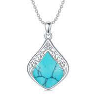 wholesale 925 Sterling Silver Pendant With Green Tree In Bubbles Quartz Crystal-Turquoise