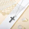 wholesale 925 Sterling Silver Cross Pendant Necklace with Jesus Face Design - Religious s for Women and Men-0-2