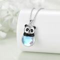 wholesale 925 Sterling Silver Blue Moonstone Panda Pendant Necklace for Women Girls  43cm Chain Length-0-3