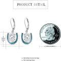 wholesale 925 Sterling Silver Turquoise Horse Head Horseshoe Dangle Earrings Western Style Jewelry for Women Girls Gifts 4cm Length-0-3