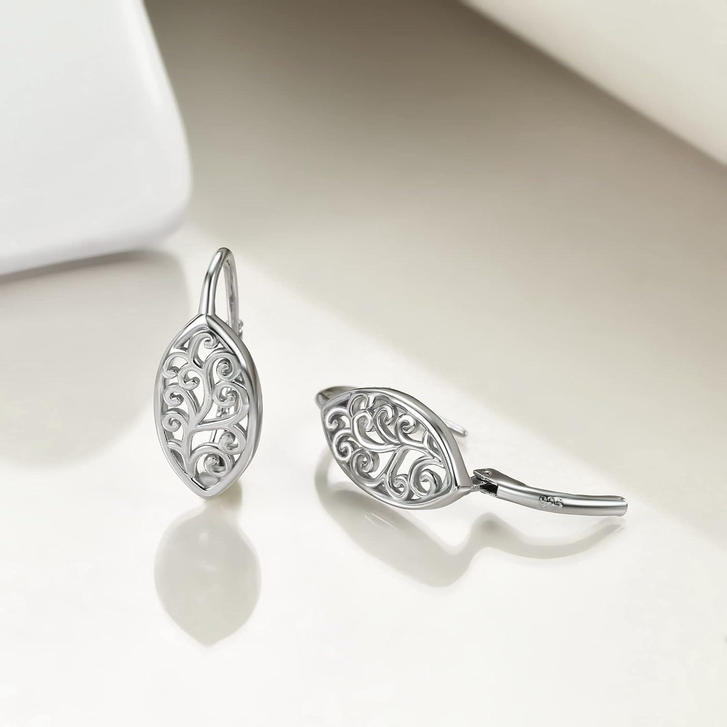 Sterling Silver wiinicaca Celtic Filigree Leverback Dangle Drop Earrings-0-2