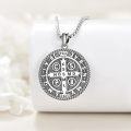 wholesale 925 Sterling Silver St. Benedict Medal Pendant Necklace with Cross and Dove Charm for Men & Women-0-2