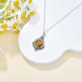 wholesale 925 Sterling Silver Tiger Eye Gemstone Pendant Necklace - Round Shape Bohemian Style  for Her-0-2
