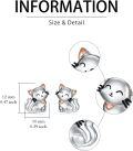 wholesale 925 Sterling Silver Cat Stud Earrings with Heart Charm - Cute Kitty  for Women Girls-0-1