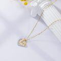 wholesale  14K Gold Two Tone Solid Gold Stone Heart Necklace for Women -0-4