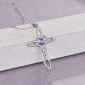 wholesale 925 Sterling Silver White Gold Plated Celtic Cross Heart Citrine Pendant Necklace-0-34