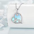 wholesale 925 Sterling Silver Turtle Heart Pendant Necklaces with Moonstones and Cubic Zirconia for Women's Gifts-0-3