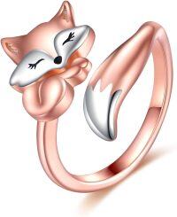 wholesale 925 Sterling Silver Urone Turtle Butterfly Dragonfly Axolotl Cat Adjustable Open Ring for Women Jewelry Gift-fox