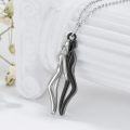 wholesale 925 Sterling Silver Black and White Couple Embrace Pendant Necklaces for Women Valentines Gifts-0-2