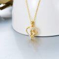 wholesale 14K Gold Mama Bear and Cub Heart Pendant Necklace for Mothers Day Gifts-0-4