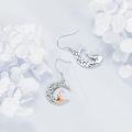 wholesale 925 Sterling Silver Fox on Crescent Moon Drop Earrings - Filigree Design Gifts for Her-0-2