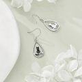 wholesale 925 Sterling Silver Black Cat Teardrop Celtic Moon Drop Earrings for Women Gifts-0-2