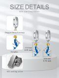 wholesale 925 Sterling Silver Platinum Plated Blue Dolphin Beach Ball Drop Earrings-0-5